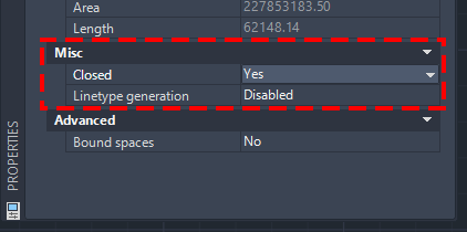 Planary AutoCad polyline properties