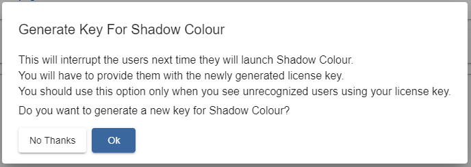 Generate a new key Shadow Colour