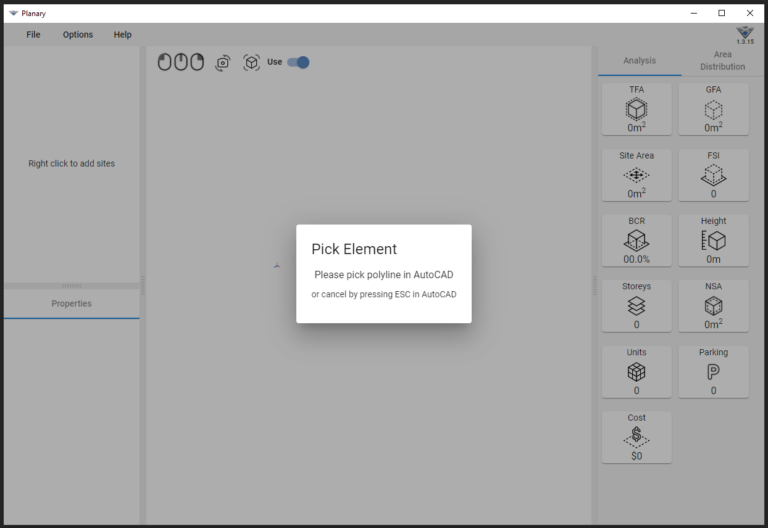 Planary 1.3 CAD Select Site