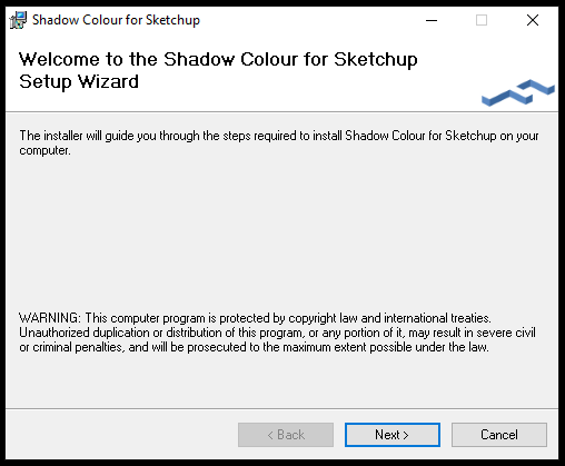 Shadow Colour 1.9 Installation file Step2 SketchUp