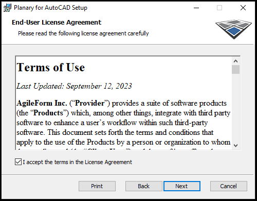 Planary CAD Version 3 - Installation step 3