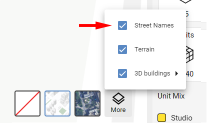 Planary Version 3 - Map Settings Street Names