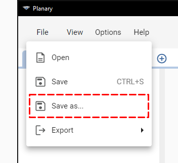 Planary Version 3 - Save As