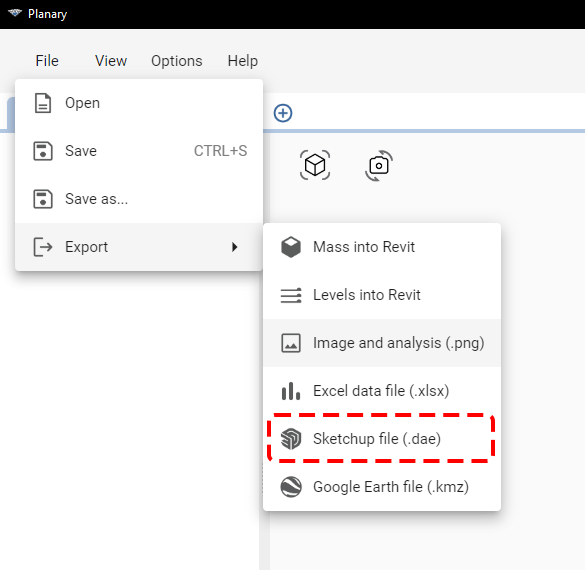 Planary Version 3.3 - Export SketchUp