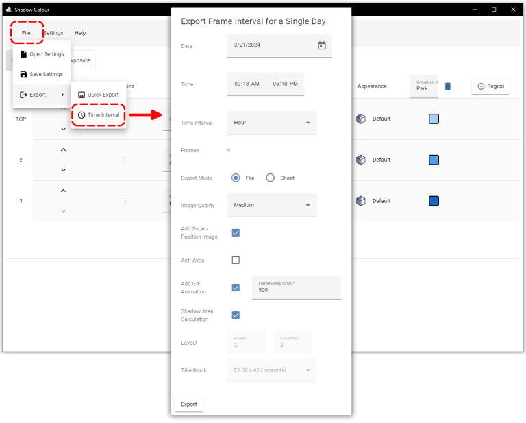 Shadow Colour 2.0 Export Intervals