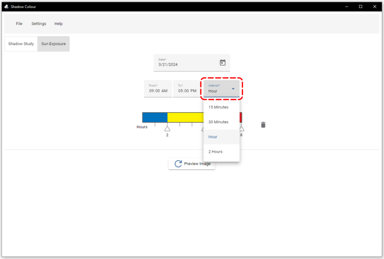 Shadow Colour 2.0 Sun Exposure Select Interval