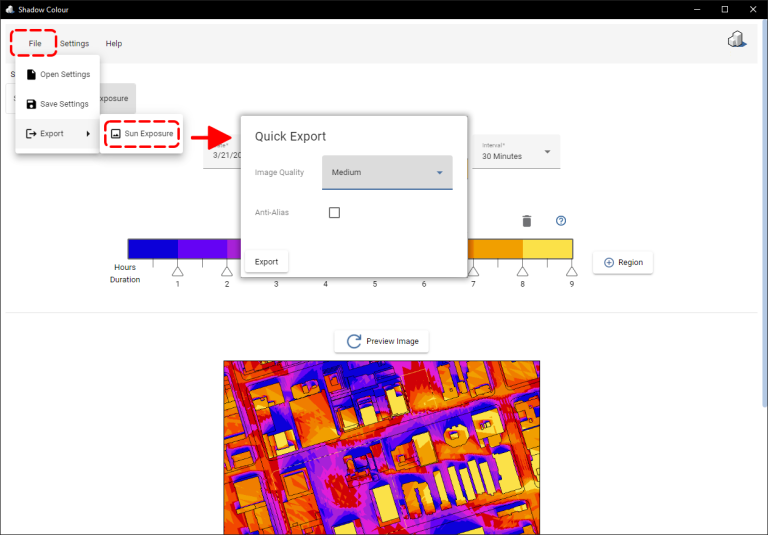 Shadow Colour 2.2 Sun Exposure Export