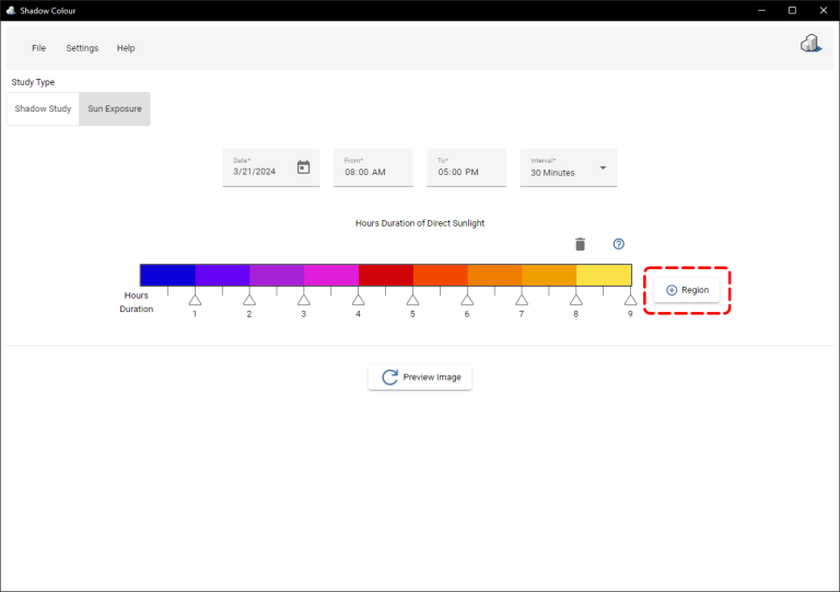 Shadow Colour 2.2 Sun Exposure Select Region