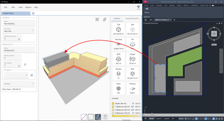 Planary CAD Version 4 -Add a Building Part Above 3