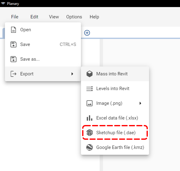 Planary Version 4 - Export SketchUp
