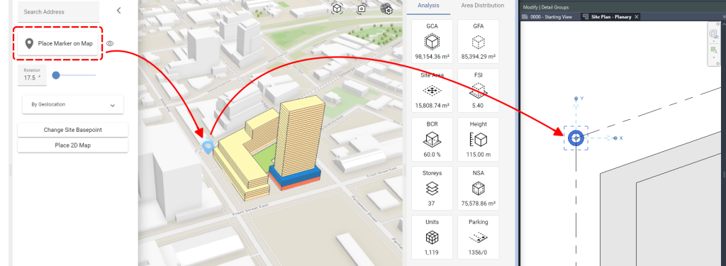 Planary Version 4 - Map Settings Place Marker on Map