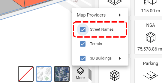 Planary Version 4 - Map Settings Street Names