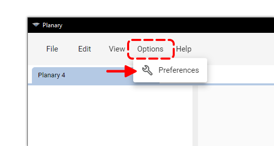 Planary Version 4 - Options