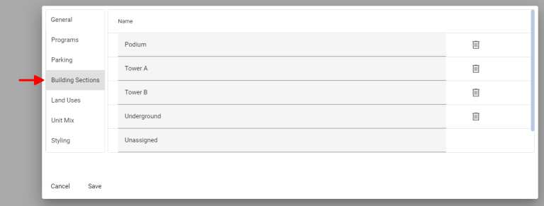 Planary Version 4 - Preferences Building Section