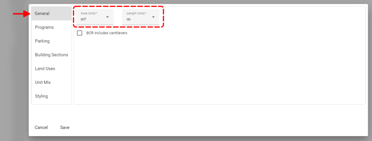 Planary Version 4 - Preferences General Units