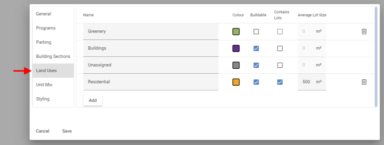 Planary Version 4 - Preferences Land Use