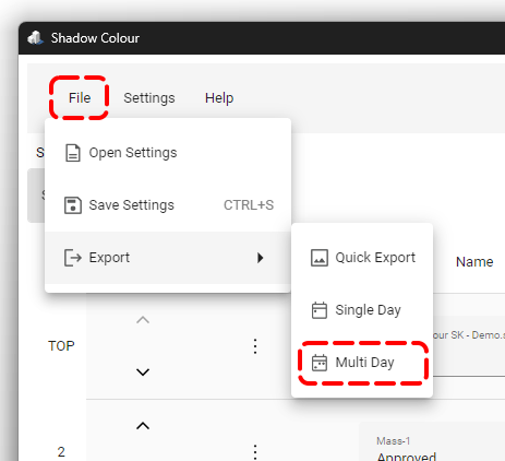 Shadow Colour 2.3 Export Multi Day