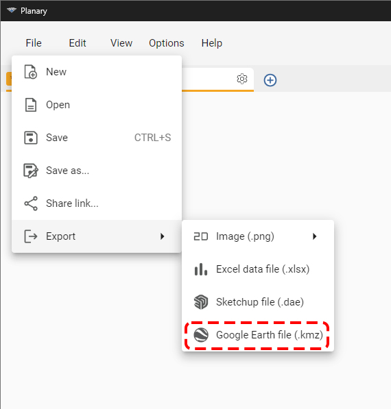 Planary Version CAD 5.0 - Export Google